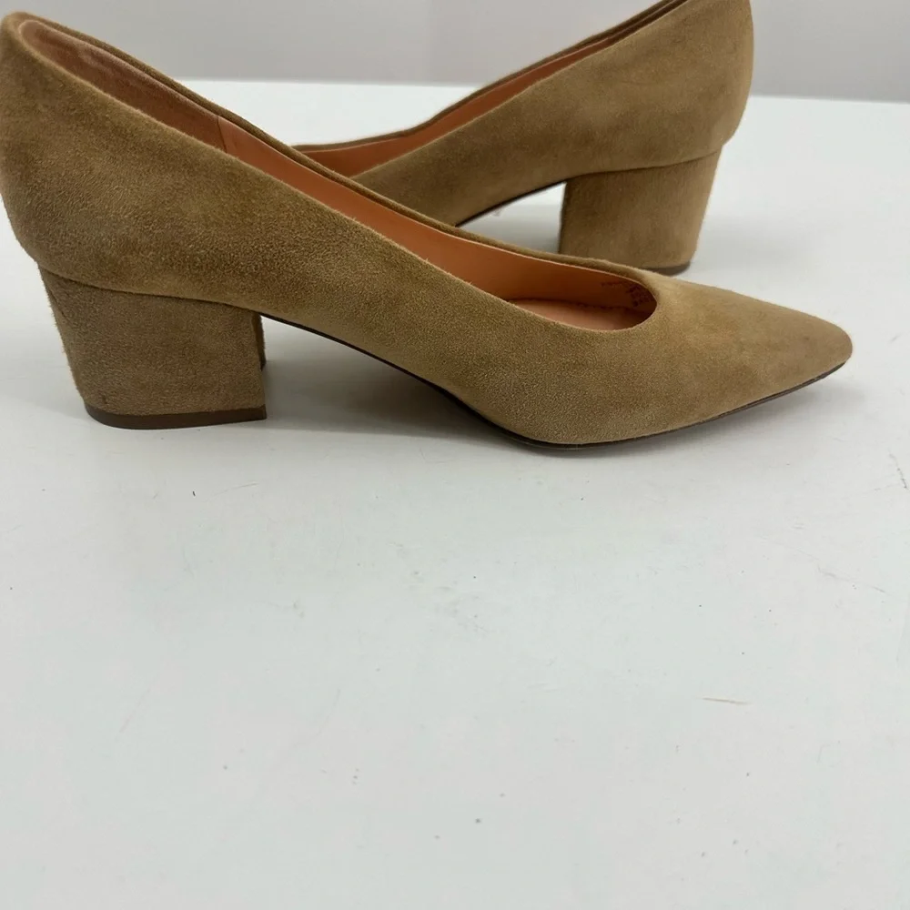 J Crew Mid Heel Pumps Camel Tan Suede Point Toe Womens 7.5